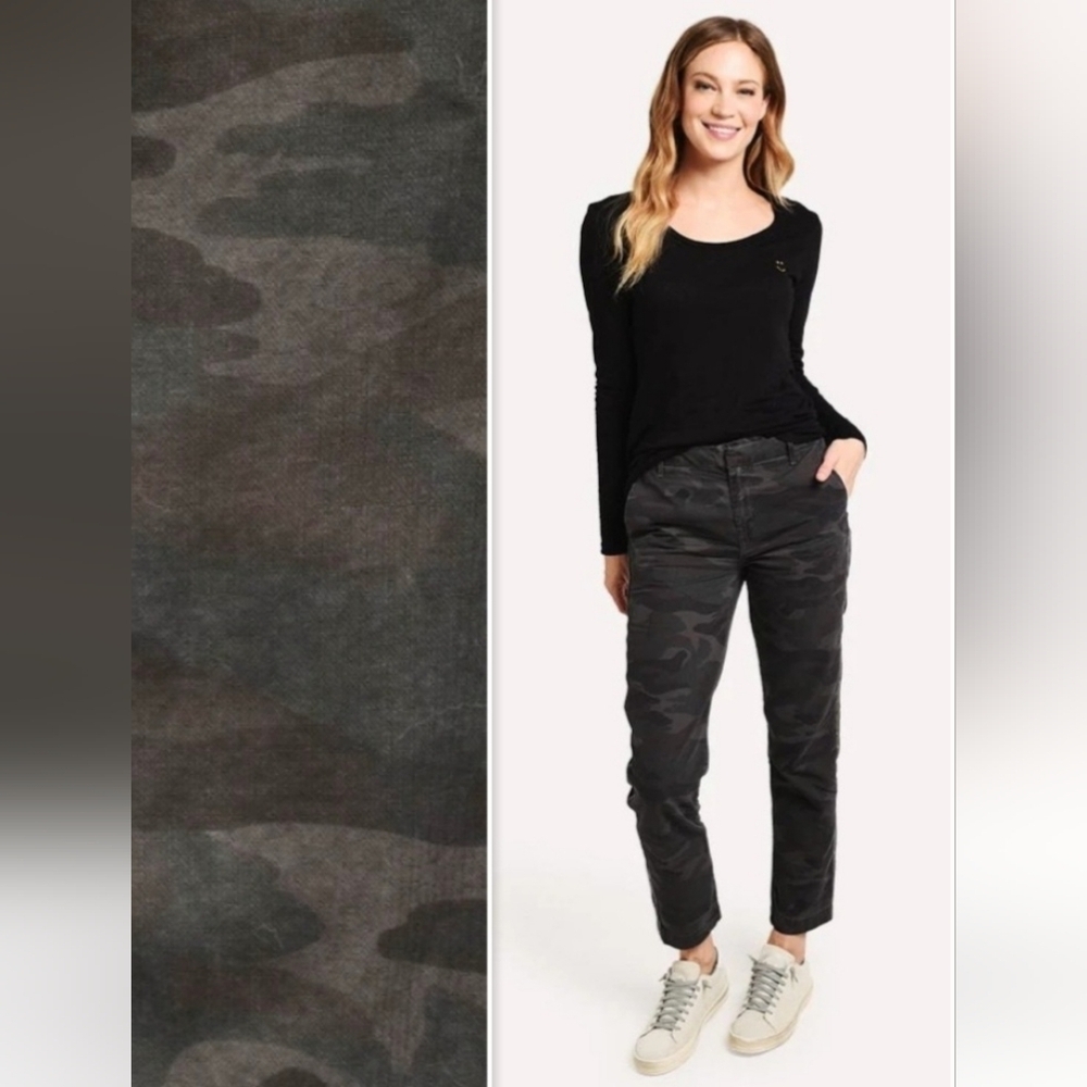 Anthropologie SUNDRY N61 Gray Smoke Camo Cotton Jogger Pants Ankle Zip Womens 28